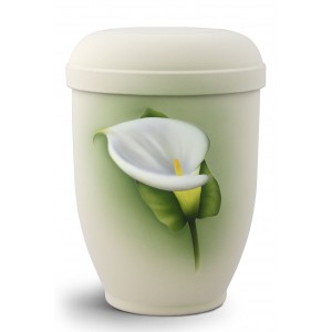 Hand Painted Biodegradable Cremation Ashes Urn – Calla Lily (Beautiful Flower of Grief)